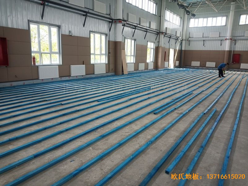 新疆克拉瑪依市獨山子虹園小區體育館體育地板施工案例