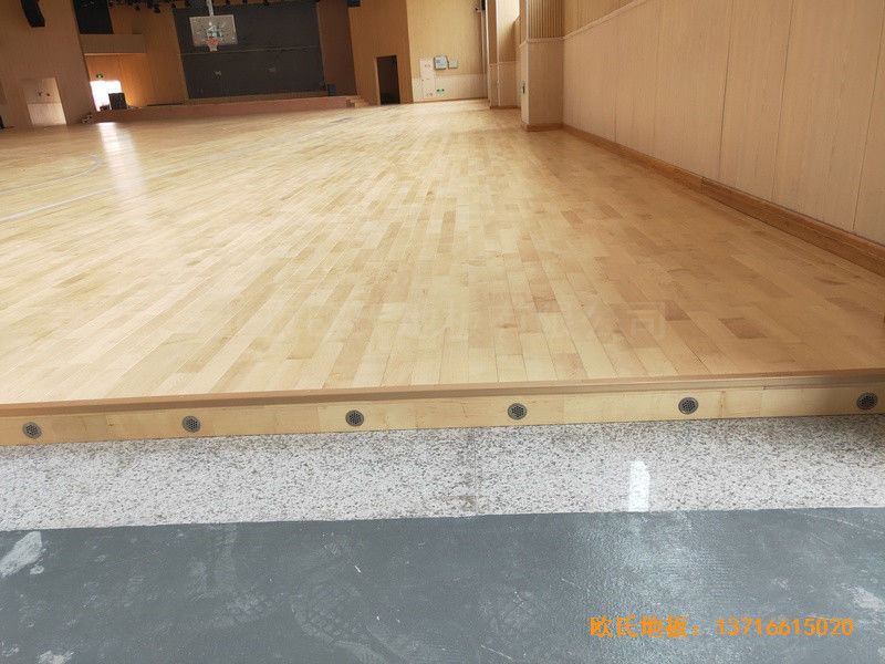 杭州高中啟成校區籃球館運動地板施工案例3