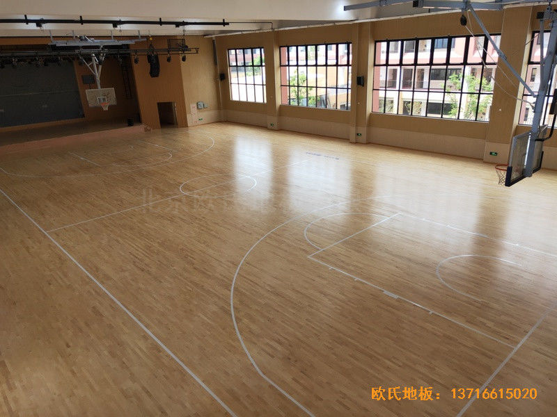 杭州高中啟成校區籃球館運動地板施工案例6