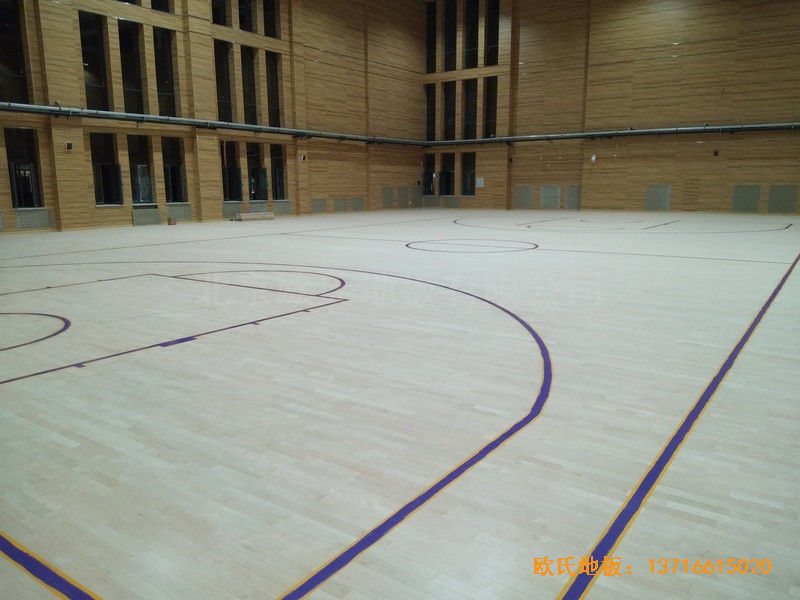 河北雄縣第三高中籃球館運動木地板施工案例5