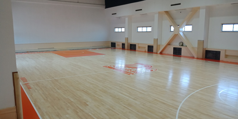 北方溫泉會(huì)議中心籃球場運(yùn)動(dòng)木地板施工案例6